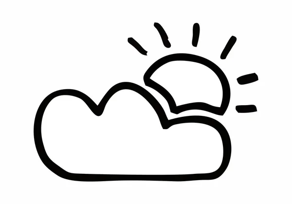 Una Ilustración Mano Alzada Del Sol Una Nube — Vector de stock