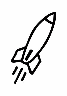 Beyaz arka plan üzerinde izole bir roket serbest el çizimi