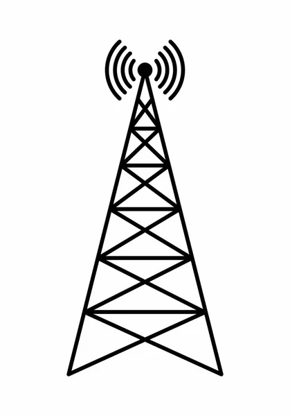 Beyaz Arka Plan Üzerinde Izole Bir Iletişim Kulesi Çizimi — Stok Vektör