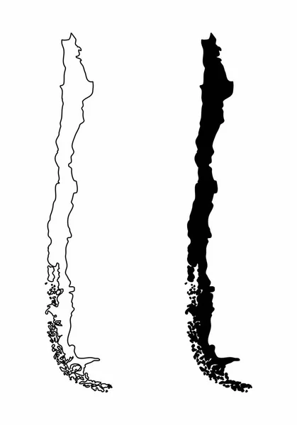 Cartes Simplifiées Chili Contours Noirs Blancs — Image vectorielle