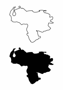 Venezuela Basitleştirilmiş haritaları. Siyah ve beyaz özetliyor.