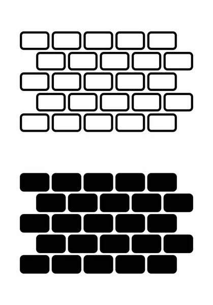 Schwarz Weiße Illustration Von Ziegelwänden — Stockvektor