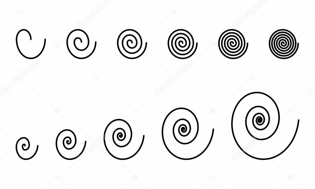 Illustration of a set of spirals of different types