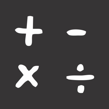 FreeHand illüstrasyon koyu arka plan üzerinde temel matematiksel işaretleri