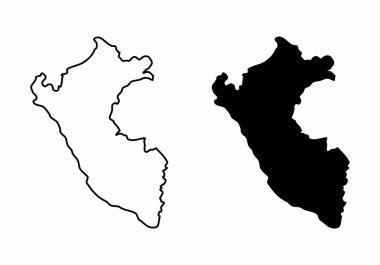 Peru Basitleştirilmiş haritaları. Siyah ve beyaz özetliyor.