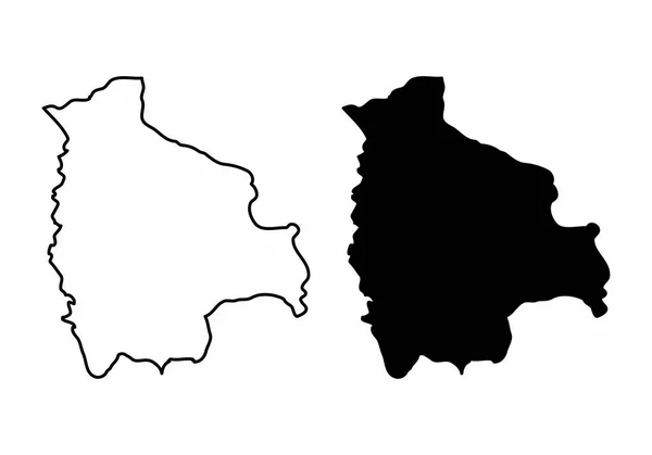 Vereinfachte Karten Von Bolivien Schwarz Weiße Umrisse — Stockvektor