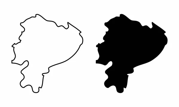 Vereinfachte Landkarten Ecuadors Schwarz Weiße Umrisse — Stockvektor