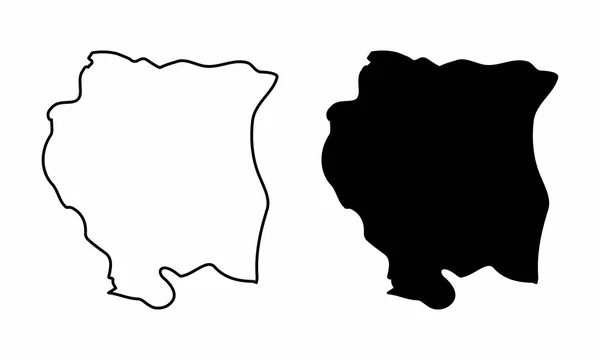 Vereinfachte Karten Von Surinam Schwarz Weiße Umrisse — Stockvektor