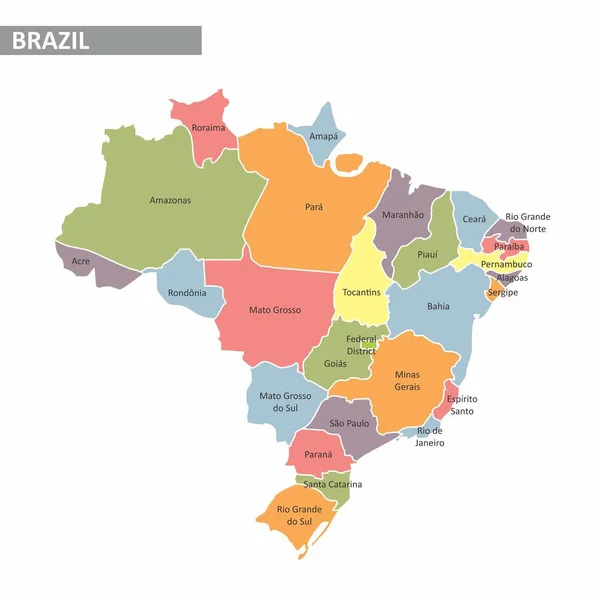 州の部門とブラジルの地図 — ストックベクタ
