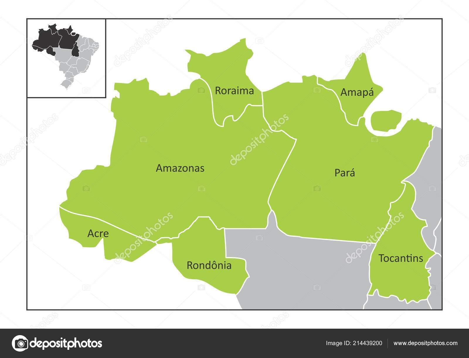 Mapa Região Norte Brasil Com Estados Identificados — Vetor ... Mapa Região Norte Brasil Com Estados Identificados — Vetor ...