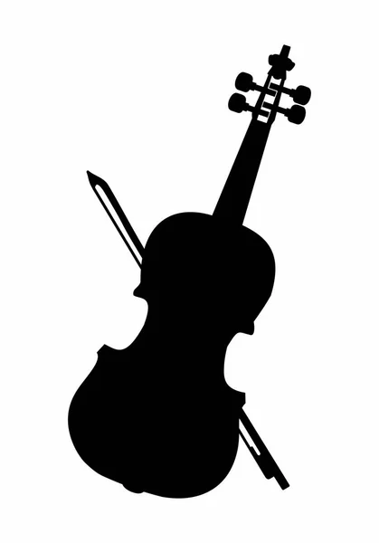 白色背景下的弓被孤立的小提琴的黑暗剪影 — 图库矢量图片
