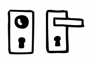 İzole kapı kilitleri serbest Illustration. Beyaz arka plan üzerinde siyah özetliyor.