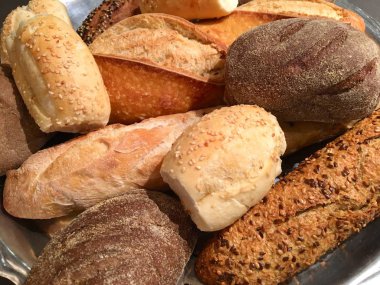 Çeşitli türde ekmekler bir kısmını