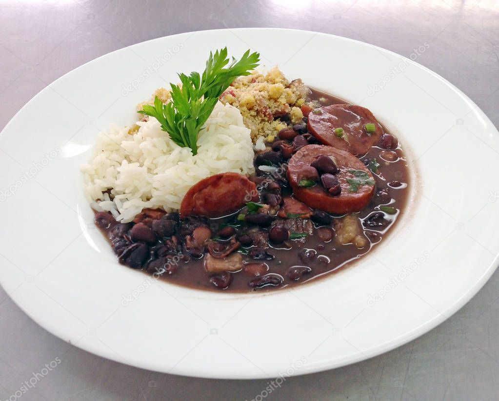 A dish with the traditional Brazilian feijoada