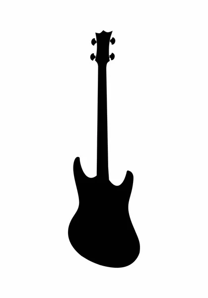 Silhouette Sombre Une Guitare Basse Isolée Sur Fond Blanc — Image vectorielle