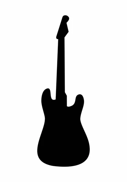 Silhouette Sombre Une Guitare Isolée Sur Fond Blanc — Image vectorielle