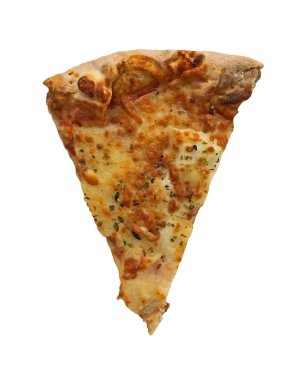 Bir parça beyaz arka plan üzerinde izole karışık peynir pizza