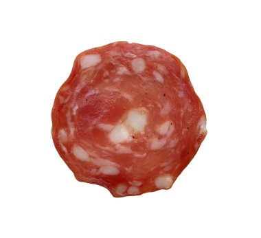 Beyaz arka plan üzerinde izole bir salam dilimi