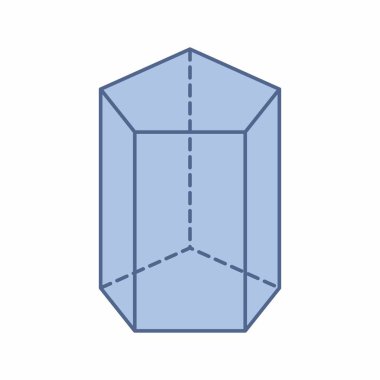 Beyaz zemin üzerinde bir izole pentagonal prizma, çizim