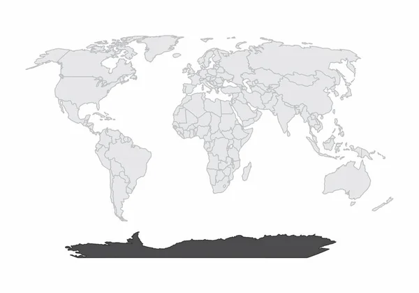 Illustrazione Della Mappa Del Mondo Con Antartide Evidenza — Vettoriale Stock