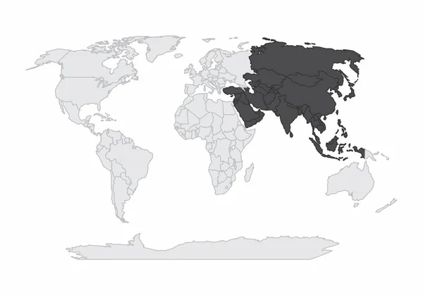 Απεικόνιση Του Χάρτη Κόσμο Την Ασία Στο Κυριώτερο Σημείο — Διανυσματικό Αρχείο