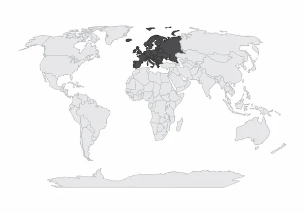 Illustration Carte Monde Avec Continent Européen Évidence — Image vectorielle