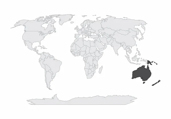 Illustrazione Della Mappa Del Mondo Con Oceania Evidenza — Vettoriale Stock