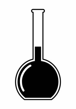 Bir laboratuvar şişesi siyah ve beyaz çizimi