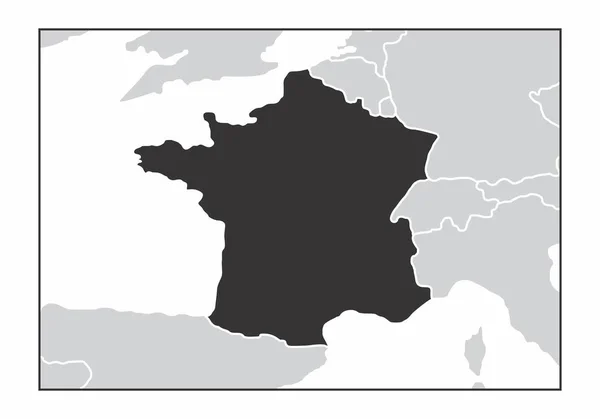 Dark Silhouette France Map European Continent — Stock Vector