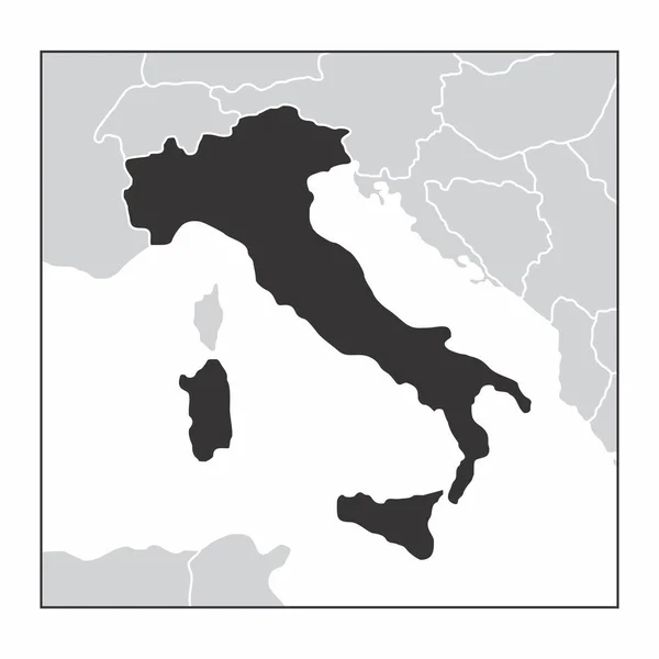 Dark Silhouette Italy Map European Continent — Stock Vector