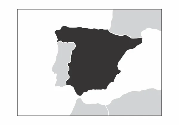 Dark Silhouette Spain Map European Continent — Stock Vector
