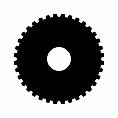 Beyaz arka plan üzerinde izole bir dişli karanlık siluet