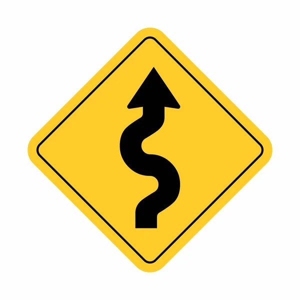 Illustration Panneau Indiquant Une Route Sinueuse — Image vectorielle