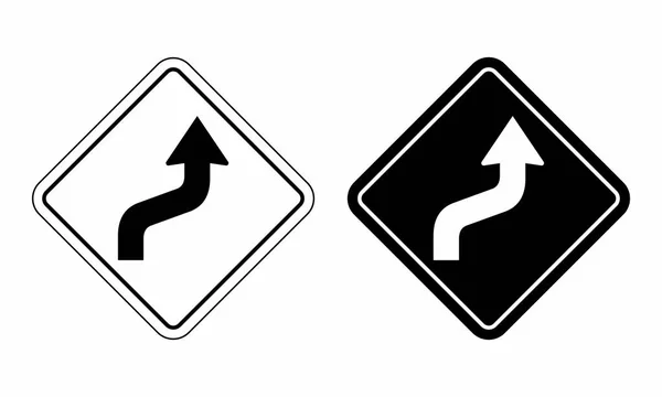 指示蜿蜒道路的交通标志示意图 — 图库矢量图片
