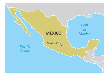Kuzey Amerika'da Meksika renkli Haritası