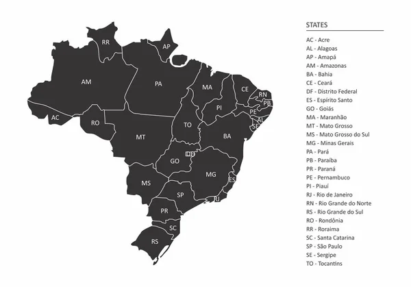 Mapa Brasil Com Divisões Estados —  Vetores de Stock