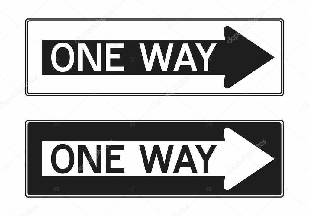 Two versions illustration of the One Way traffic sign