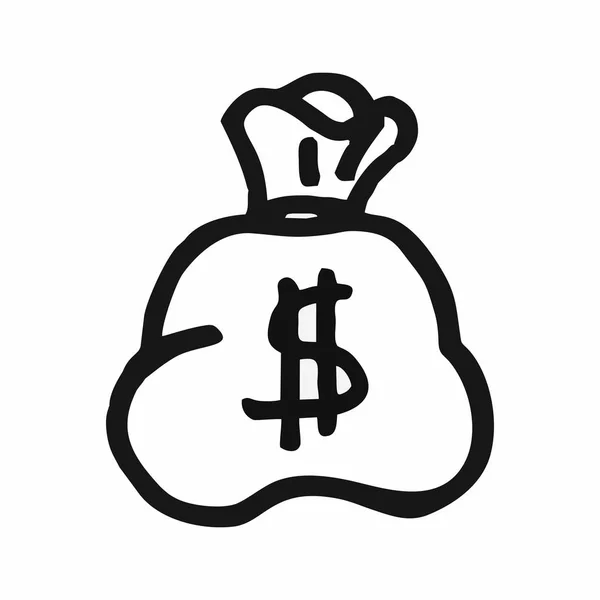 Una Ilustración Mano Alzada Una Bolsa Dinero — Vector de stock