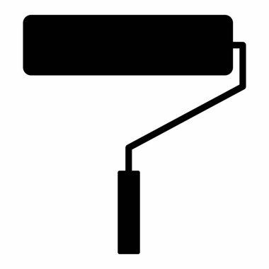 Beyaz arka plan üzerinde boya silindiri karanlık siluet