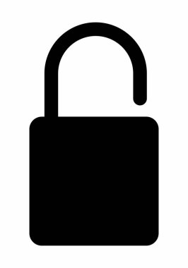 The dark silhouette of an open padlock
