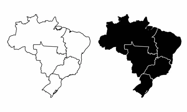 Brasil Mapas Regiones Sin Límites Estados — Archivo Imágenes Vectoriales