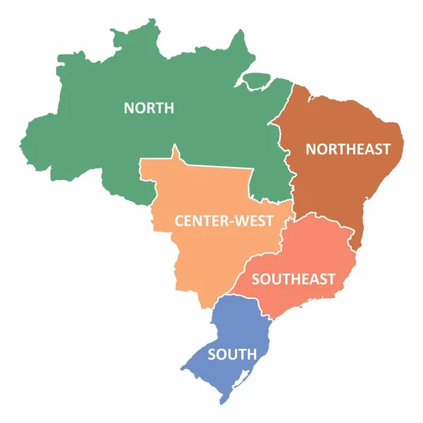 Mapa Regiones Brasil Sin Límites Estados — Archivo Imágenes Vectoriales