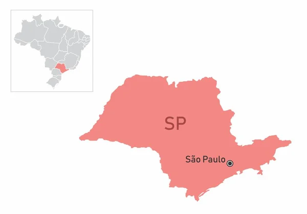 Ilustración Del Estado Sao Paulo Ubicación Brasil Mapa — Vector de stock
