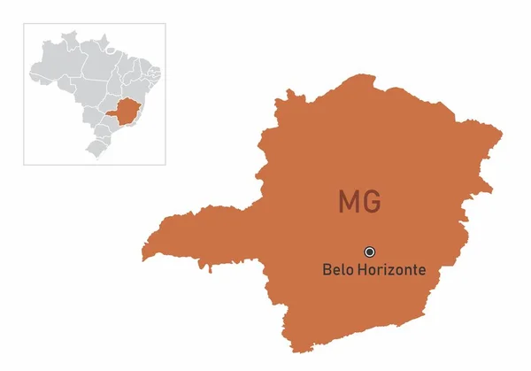 Minas Gerais Brezilya Harita Konumunda Çizimi — Stok Vektör