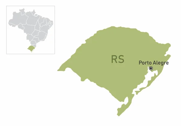 Ilustración Del Estado Rio Grande Sul Ubicación Brasil Mapa — Vector de stock