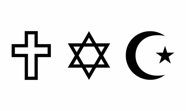 Zestaw Symboli Religijnych Białym Tle — Wektor stockowy