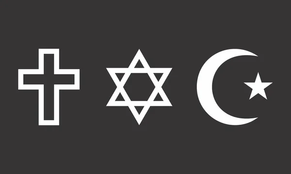 Set Religious Symbols Dark Background — Stock Vector
