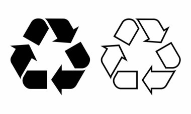 Siyah ve beyaz geri dönüşüm sembolleri illüstrasyon