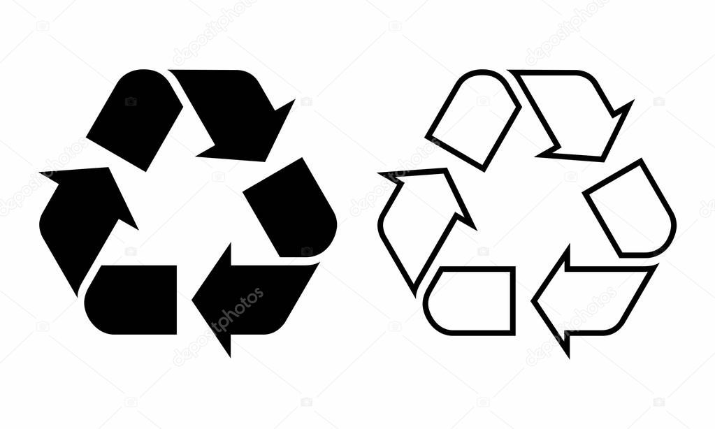 The black and white recycle symbols illustration