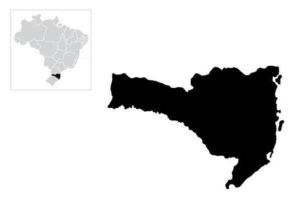 Illustrazione Dello Stato Santa Catarina Sua Posizione Sulla Mappa Brasile — Vettoriale Stock